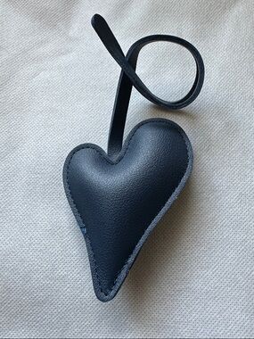 Heart-Shaped Vegan Leather Bag Charm in Deep Navy Accessory NWT Gifts